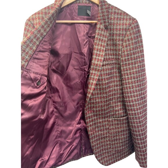 Asos NWOT Burgandy Red Brown and Gold 2 Button Blazer - Picture 9 of 9
